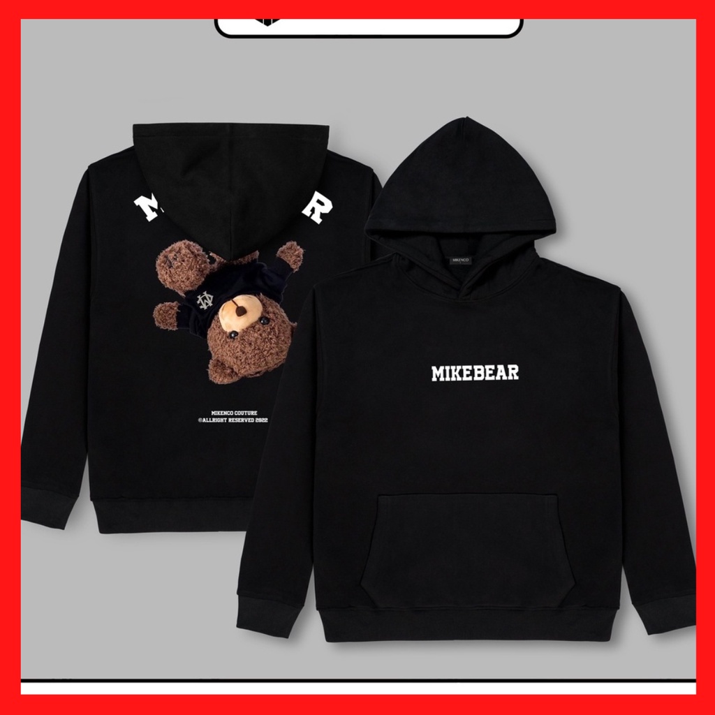 Áo hoodie gấu ngược Mikebear nỉ bông cao cấp Unisex, áo khoác nam nữ Ulzzang có mũ 2 lớp