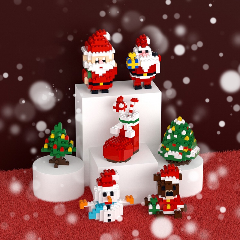 Đồ Chơi Lắp Ráp Mô Hình Giáng Sinh, Christmas  Ông Già Noel / Cây Thông / Người Tuyết Dùng Làm Quà Tặng