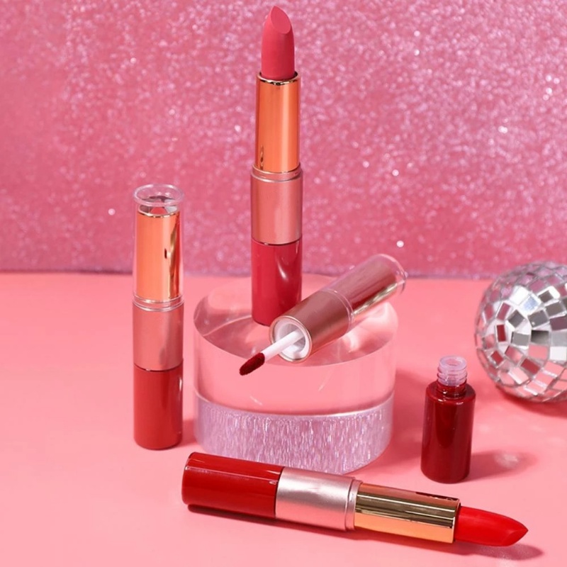 Son Lì Hai Đầu 2 Trong 1 Chống Nước Lâu Trôi Dưỡng Ẩm 12 Màu Sắc Tùy Chọn