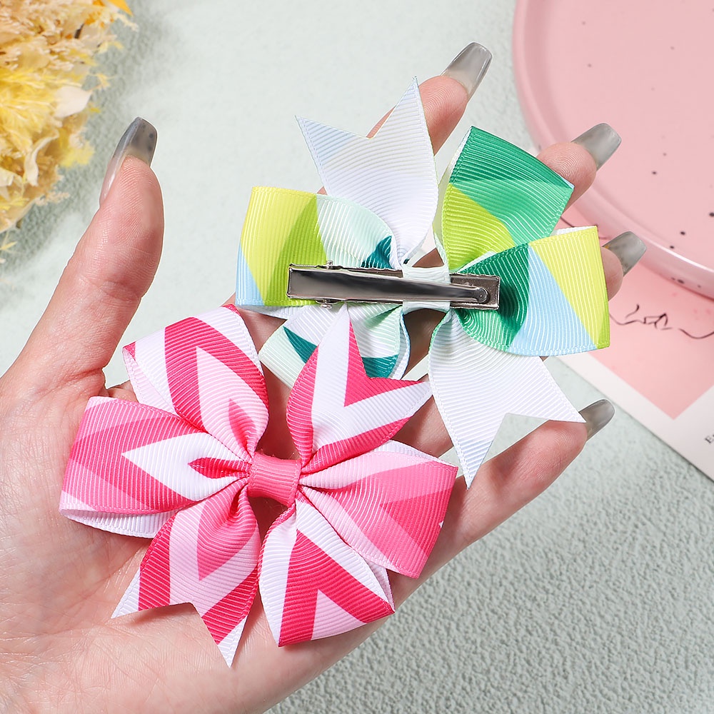 RAINBOW BOWS Set 5 Kẹp Tóc Nơ Xinh Xắn Dành Cho Bé Gái