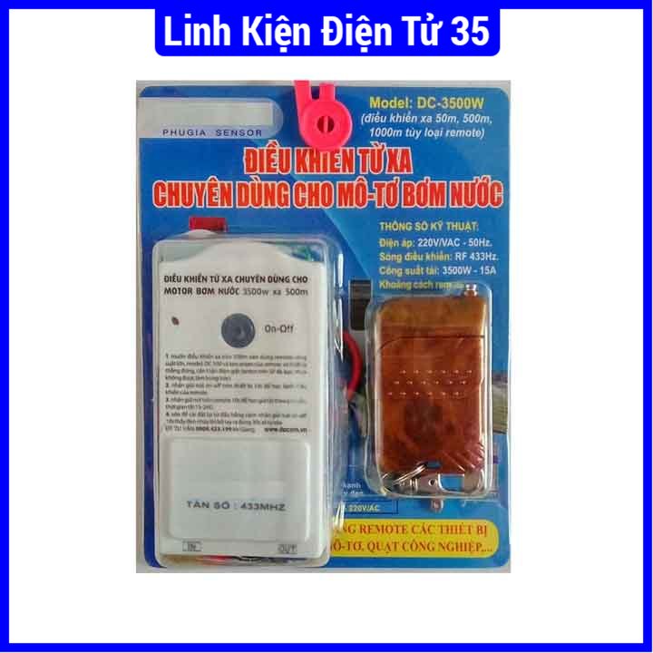 Bộ sản phẩm ổ cắm điều khiển từ xa 3500W cho motor, máy bơm nước 100-500M được tích hợp thêm bộ điều khiển