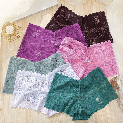 FINETOO Set 3 Quần Lót Ren Hoa Lưng Cao Quyến Rũ Cho Nữ