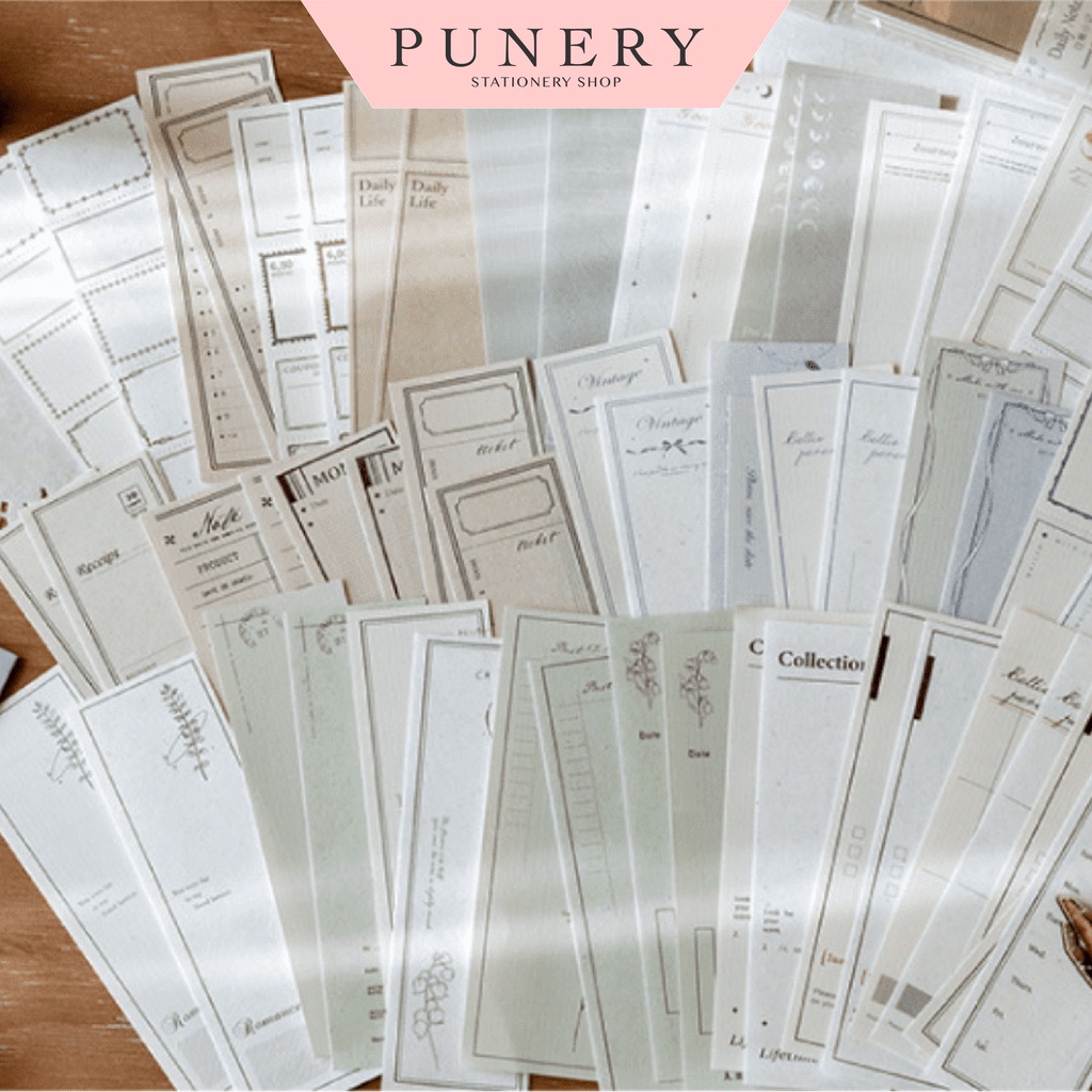 PUNERY - PU007 - Set 30 tờ giấy ghi chú trang trí decor Vintage - MO CARD