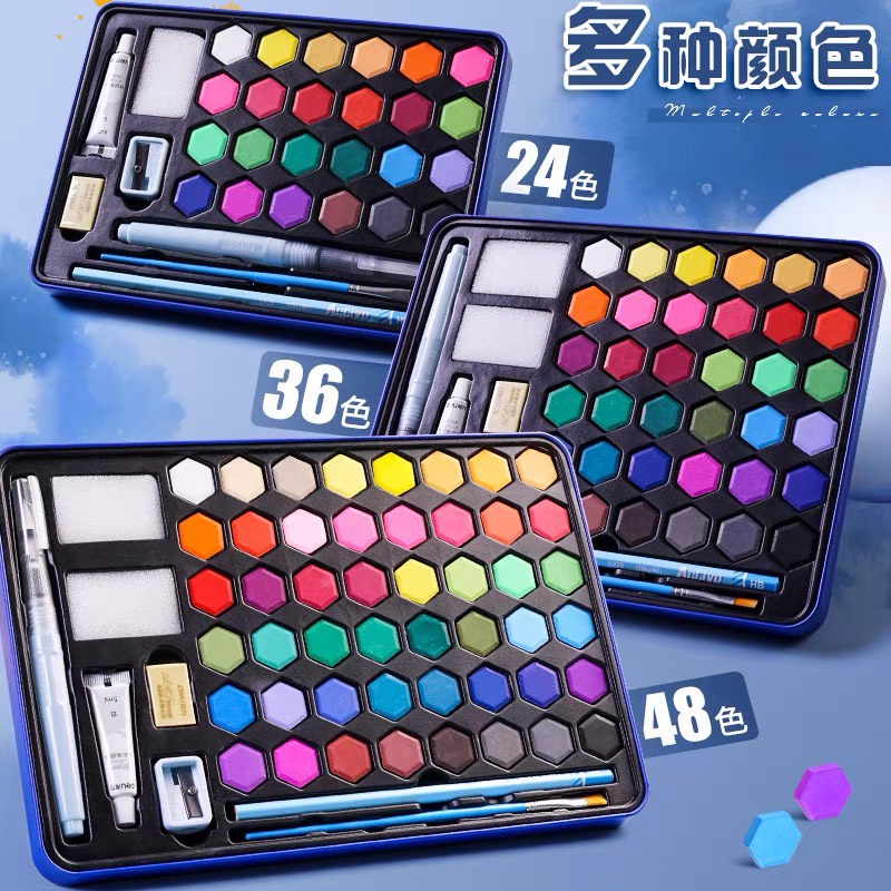 Màu Nước Viên Nén Deli 73936 24 36 48 Màu Tặng  Kèm 8 Dụng Cụ Chuyên Nghiệp Đi Kèm Deli Bản Nâng Cấp 2022