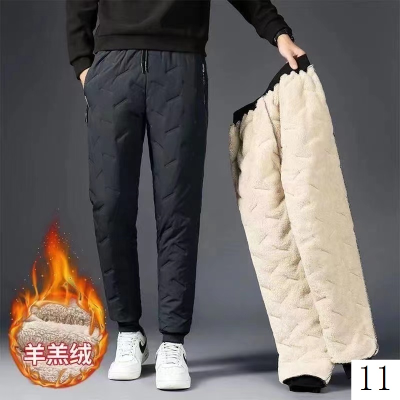 Quần Dài Cotton Lót Lông Cừu Phối Lông Cừu Dày Dặn Chống Gió Giữ Ấm Mùa Đông Kiểu Mới Cho Nam