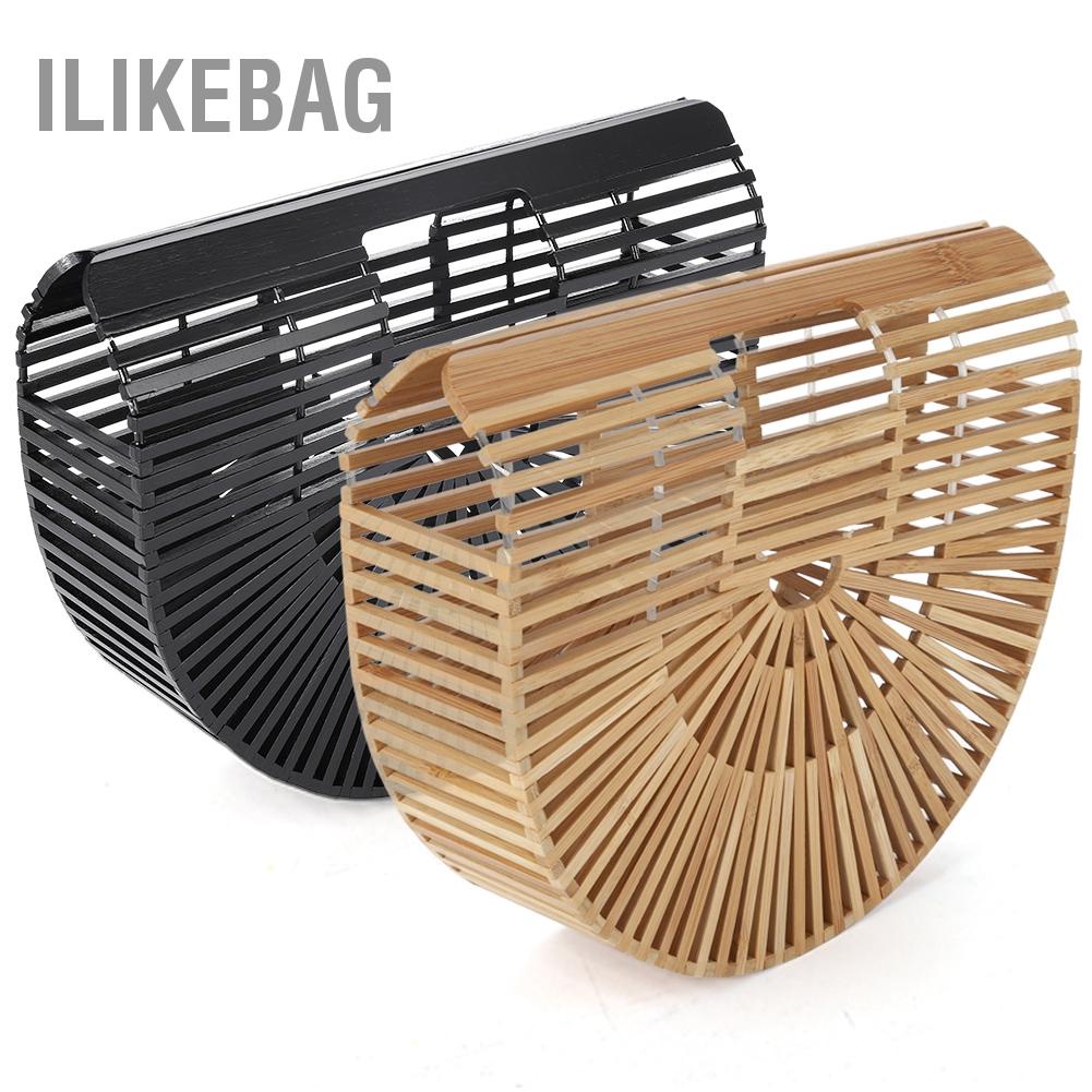 Có thể bán buôn 2 màu Phụ nữ Giỏ tre Gỗ Bãi biển bằng gỗ Mùa hè Túi xách làm tay Ilikebag Hàng giao ngay