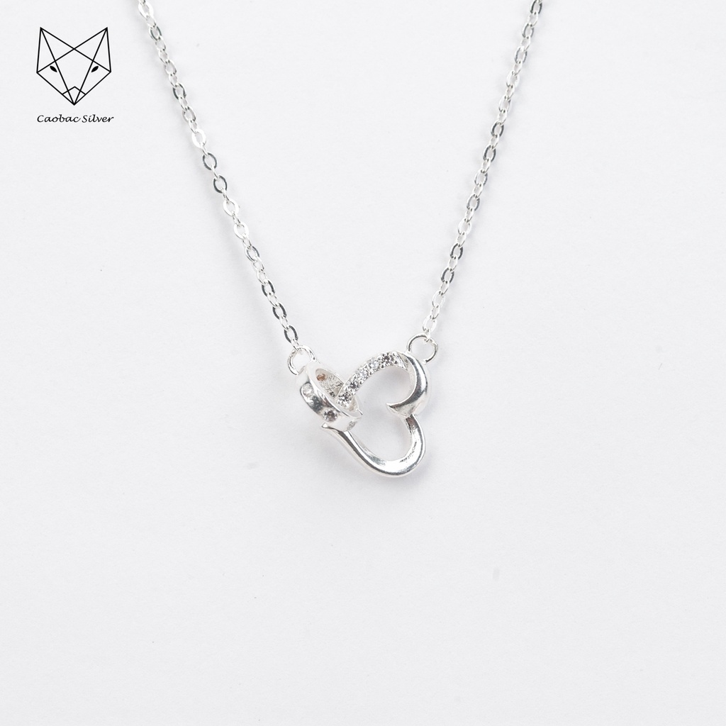 Dây Chuyền Bạc Ta Cao Cấp CaoBac Silver Tim Sơi Đá Sợi Trơn Lồng Nhẫn Độc Đáo, Mới Lạ Dành Tặng Riêng Cho Bạn Gái