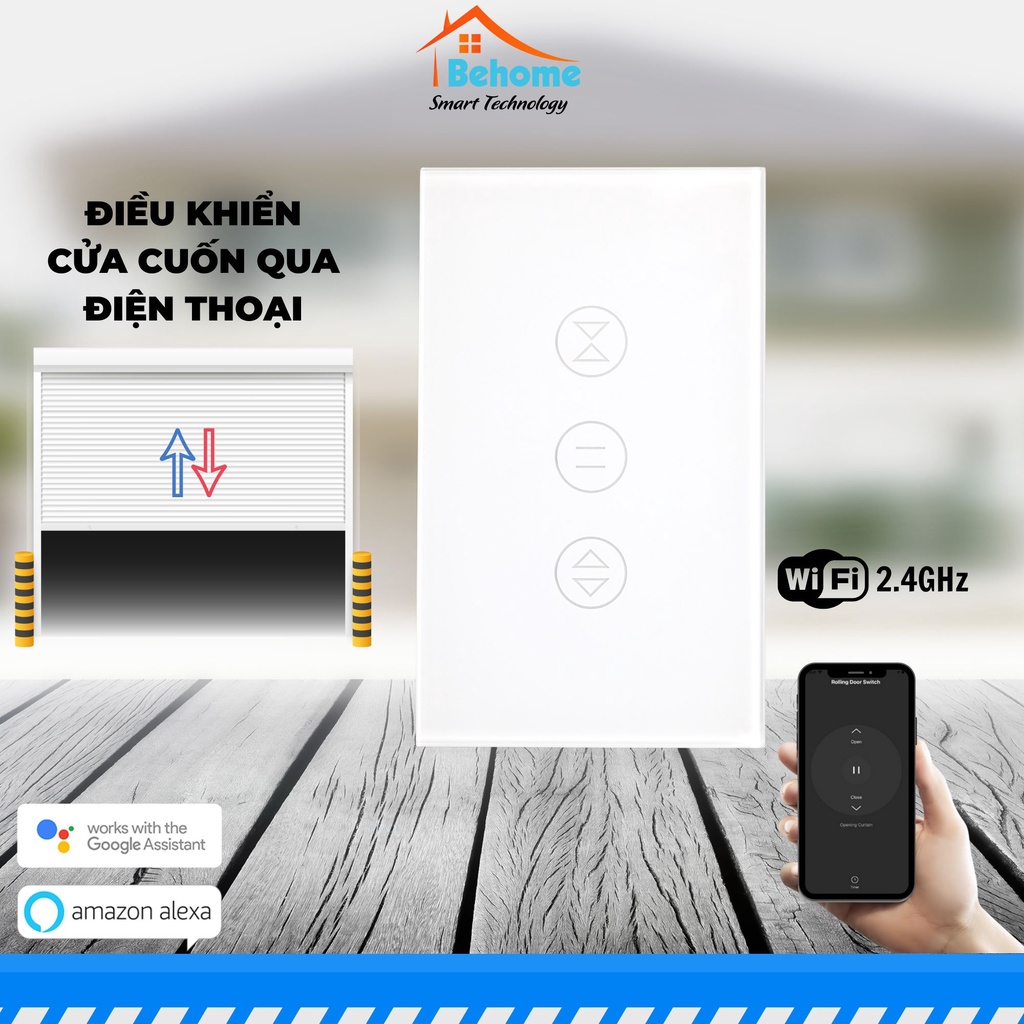 Công tắc cửa cuốn thông minh,điều khiển qua điện thoại, giọng nói... Sử dụng sóng Wifi kết nối app Smart Life (TUYA)