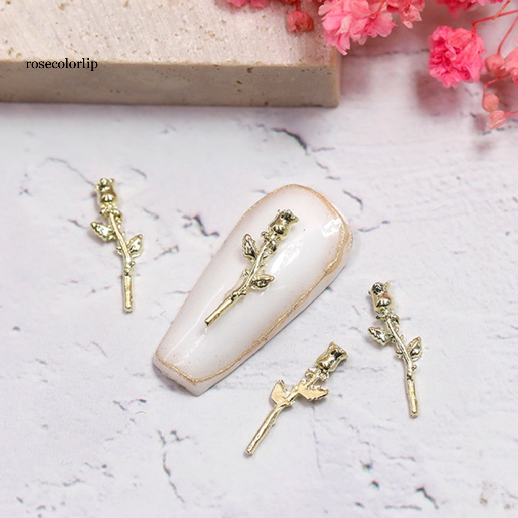 Set 10 Phụ Kiện Trang Trí Móng Tay 3D Hình Hoa Hồng Màu Sắc Tươi Sáng Lâu Trôi