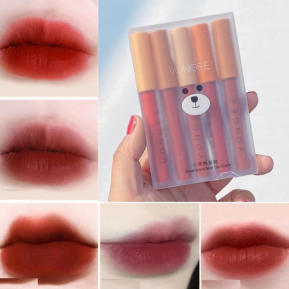 [XẢ KHO]Set 5 Cây Son Kem Lì VONGEE Nội Địa Trung Mịn Mượt Như Nhung Không Làm KHô Môi 👄