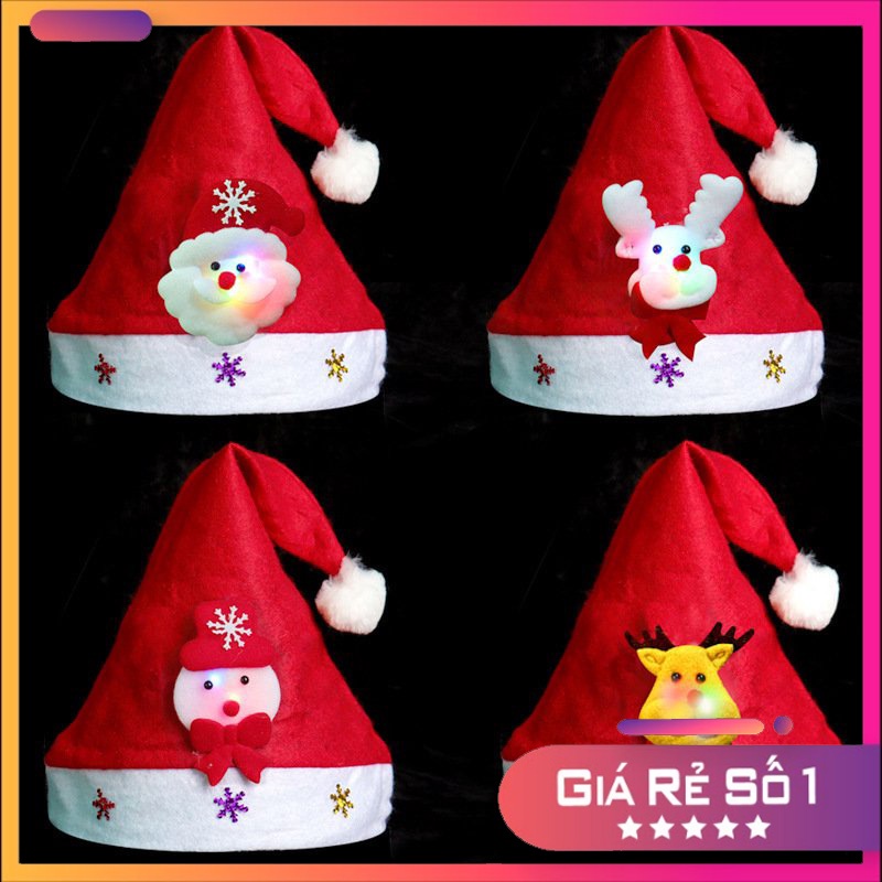 Mũ Noel Mũ Giáng Sinh Mũ Ông Già Noel Có Đèn Siêu Xinh Cho Bé Trai Bé Gái Đáng Yêu