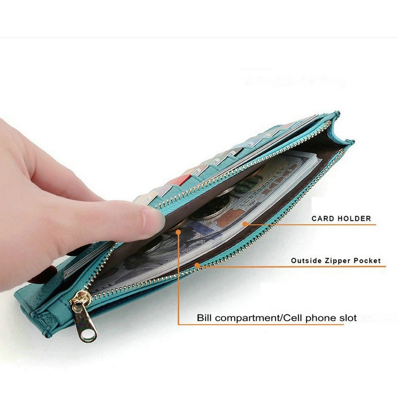 Ví Da Bò Thật Dáng Dài Siêu Mỏng Phối Khóa Kéo Thiết Kế Đơn Giản Thời Trang