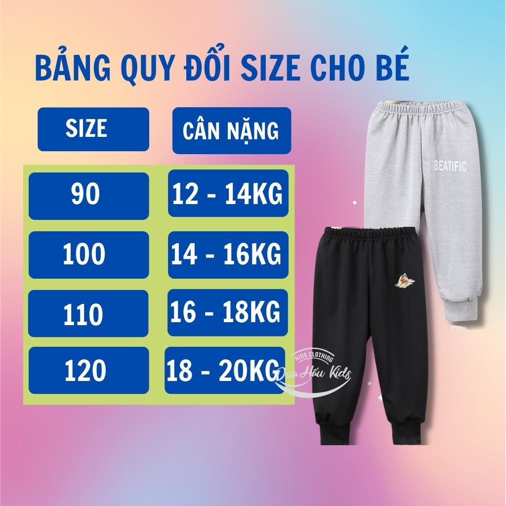 Quần dài thu đông nỉ da cá bo gấu cho bé trai bé gái size 90 - 120.