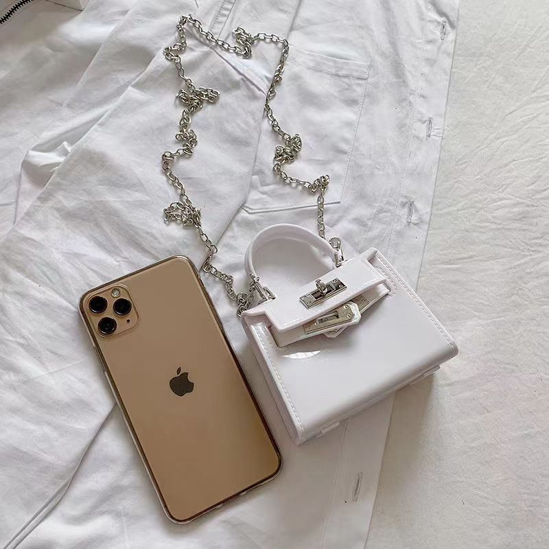 Túi Đeo Chéo jelly Mini Phối Dây Xích Thời Trang Cá Tính Cho Nữ