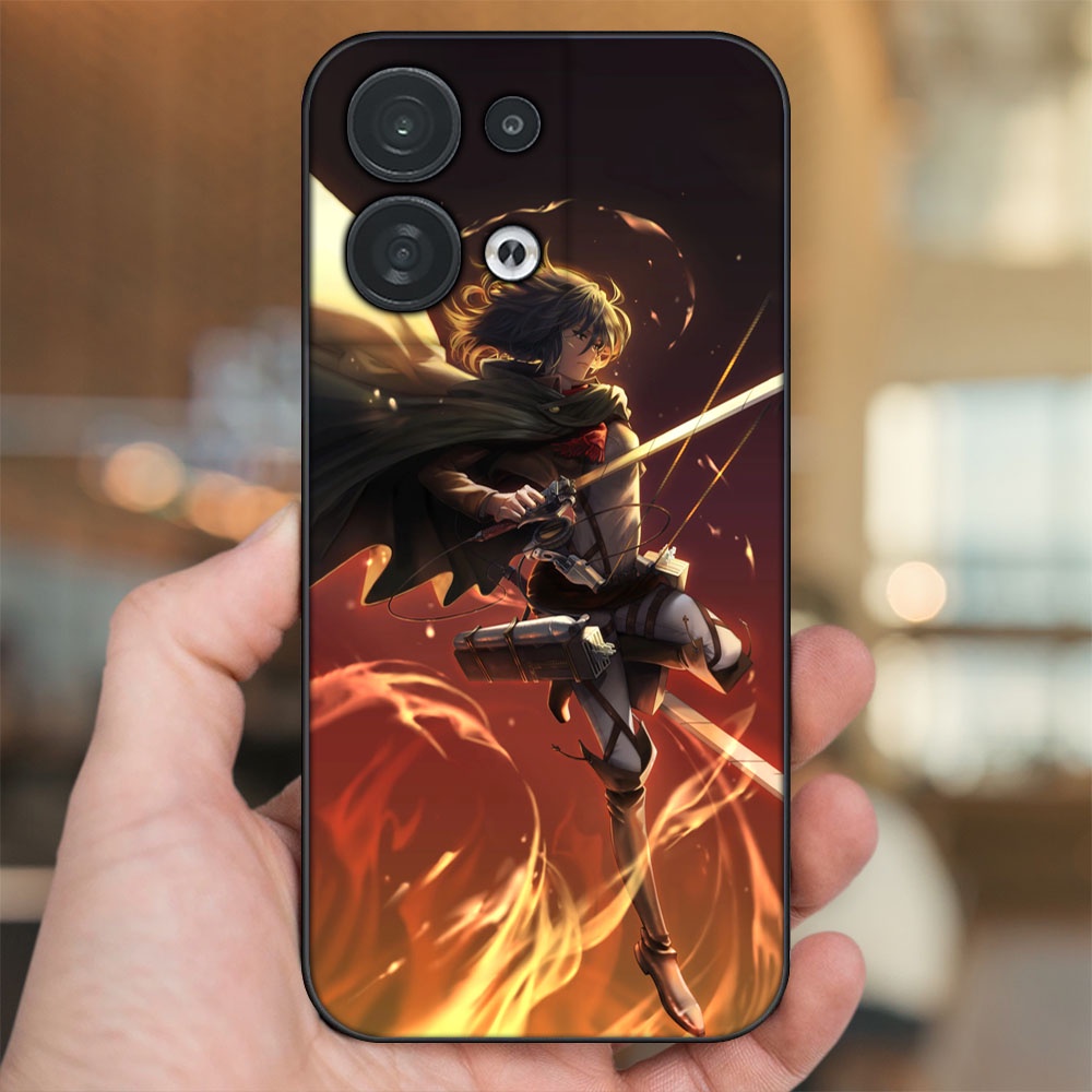 Ốp lưng Oppo Reno 8 5G viền đen in hình Mikasa Ackerman Attack On Titan