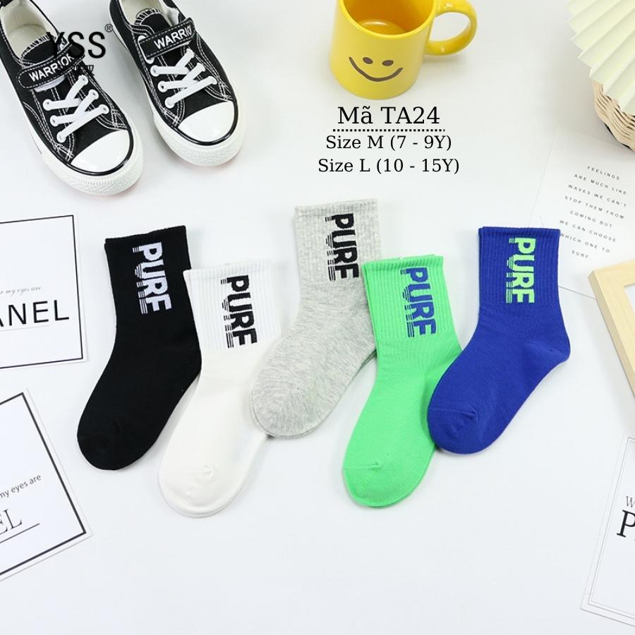 Tất bé trai vớ đá bóng trẻ em LIMIBABY 7 8 9 10 đến 15 tuổi màu trơn cổ cao có chữ thời trang phong cách Hàn Quốc TA24