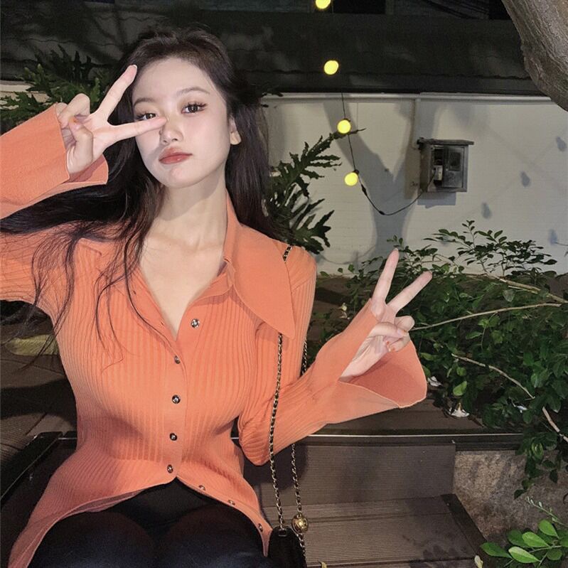 ZHELIHANGFEI Áo Khoác Cardigan Dệt Kim Tay Dài Dáng Ôm Gợi Cảm Cho Nữ