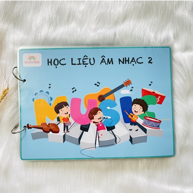 Học liệu bóc dán, viết xóa chủ đề âm nhạc, tặng kèm viết xóa, học cảm thụ âm nhạc, Rainbowmusic học liệu âm nhạc cho bé