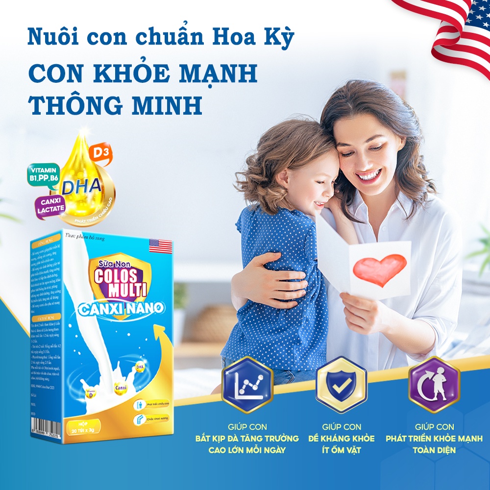 [Quà tặng không bán] Combo 2 hộp Sữa non Colosmulti Canxi Nano hộp 20 góix3g + 1 hộp lấy kem đánh răng Colosmulti