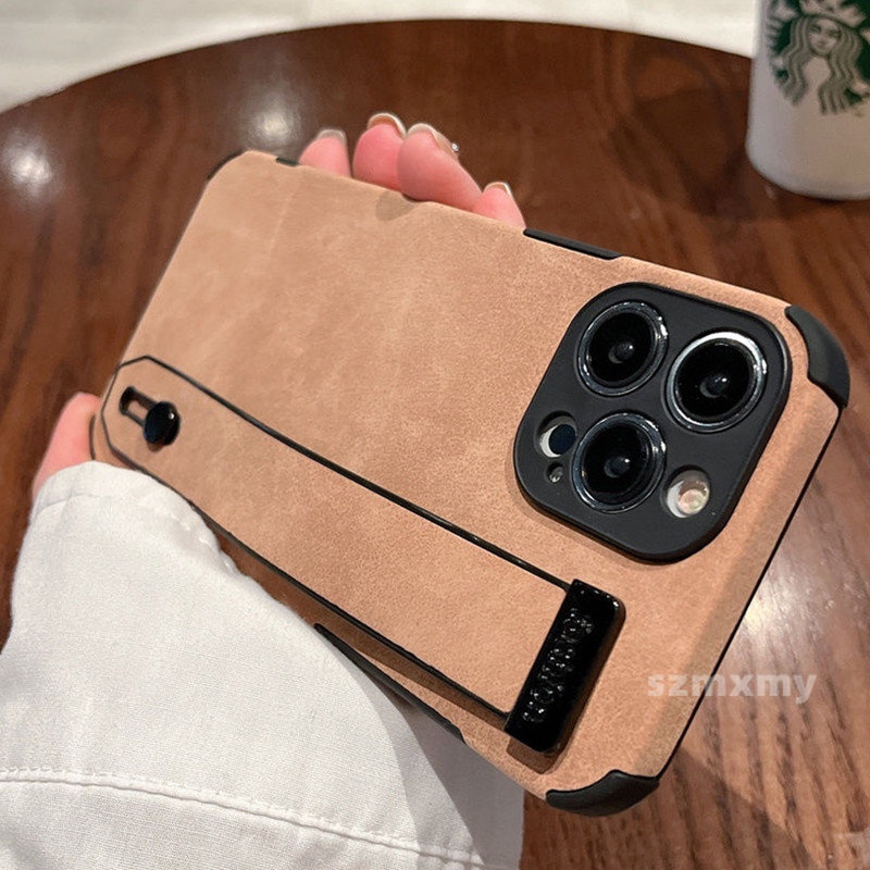 Ốp Điện Thoại Da Cừu Mềm Gắn Dây Đeo Cổ Tay Làm Vòng Đỡ Chống Rơi Cho IPhone 14 13 12 11 Pro X XS Max XR 7 8 Plus