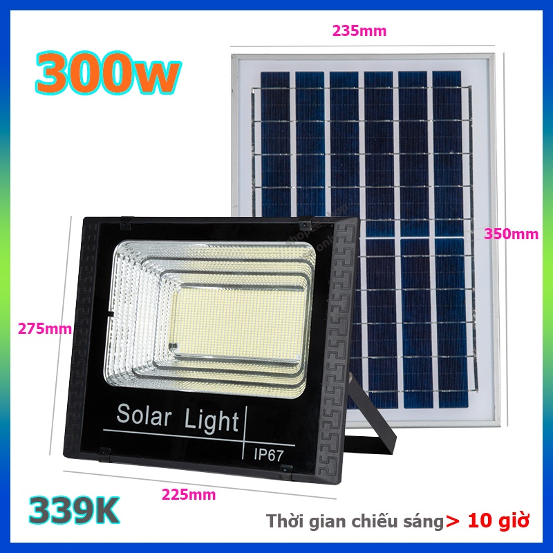 Đèn Led Năng Lượng Mặt Trời 300W có điều khiển Dây dài 5m