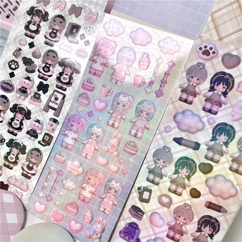 Miếng Dán Trang Trí Hình Búp Bê goo ka Dễ Thương