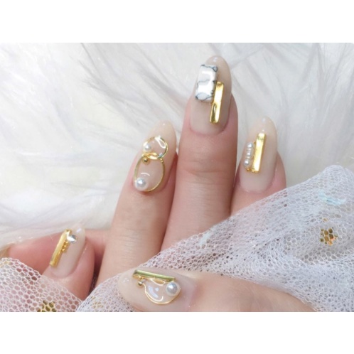 1 Túi Phụ Kiện Trang Trí Móng Tay Hình Ngôi Sao Mặt Trăng/Mặt Trăng Màu Vàng