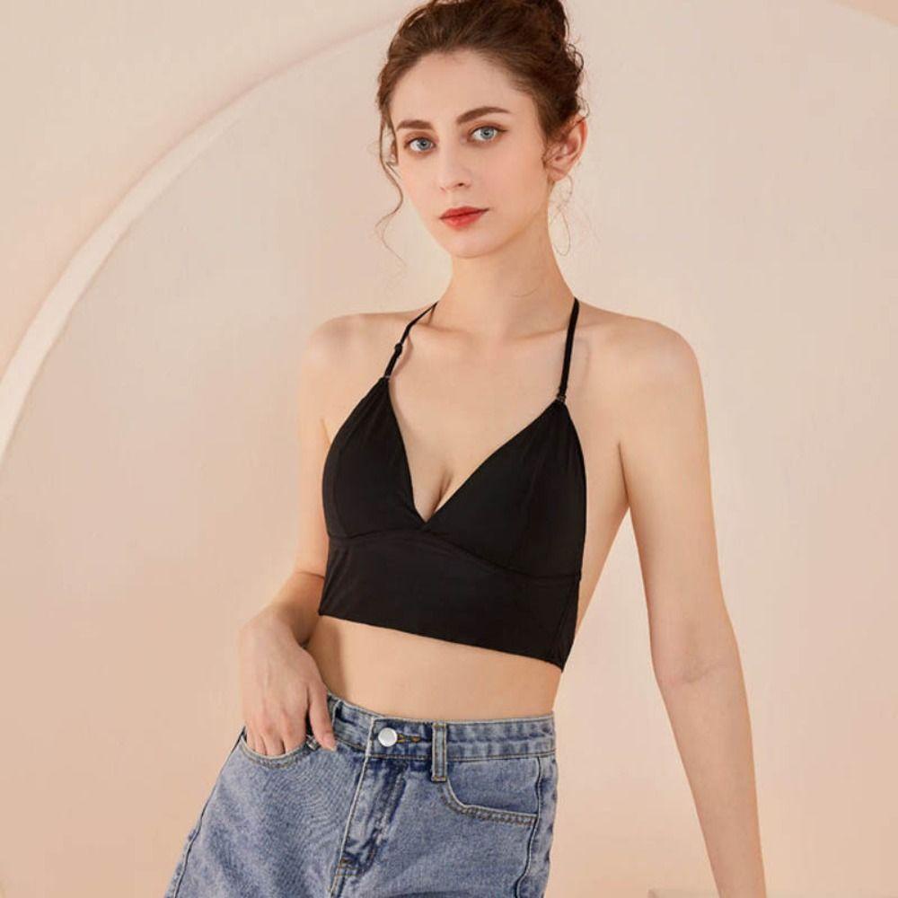 OCEANMAP Áo Lót Nữ Cúp Ngực Tam Giác Dây Đan Chéo Sau Lưng Gợi Cảm