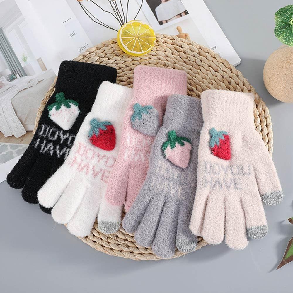 ME Găng Tay Len Thể Thao Họa Tiết Dâu Tây Xinh Xắn Dành Cho Bé