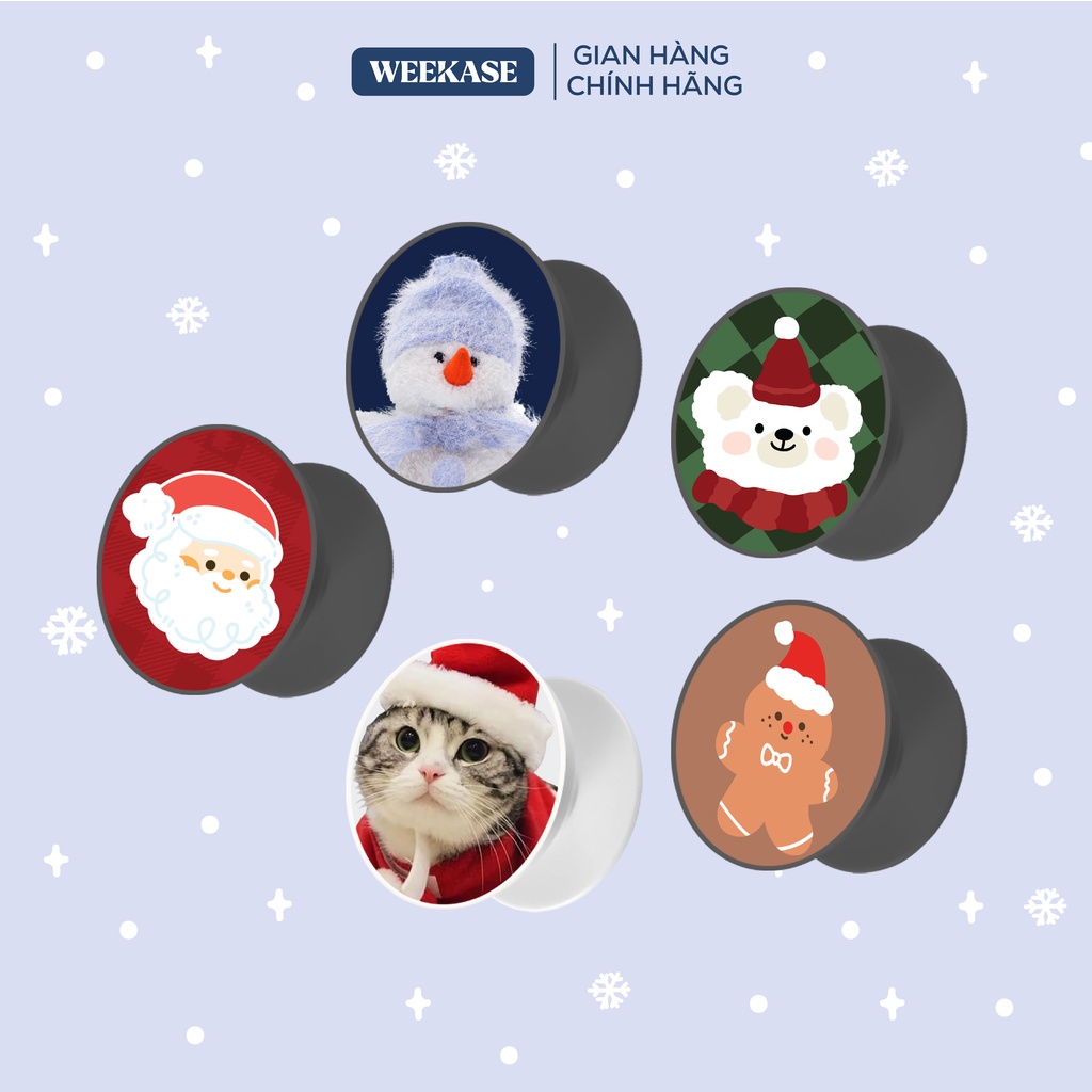 Popsocket/Giá đỡ điện thoại hình tròn Weekase Merry Season in hình họa tiết giáng sinh