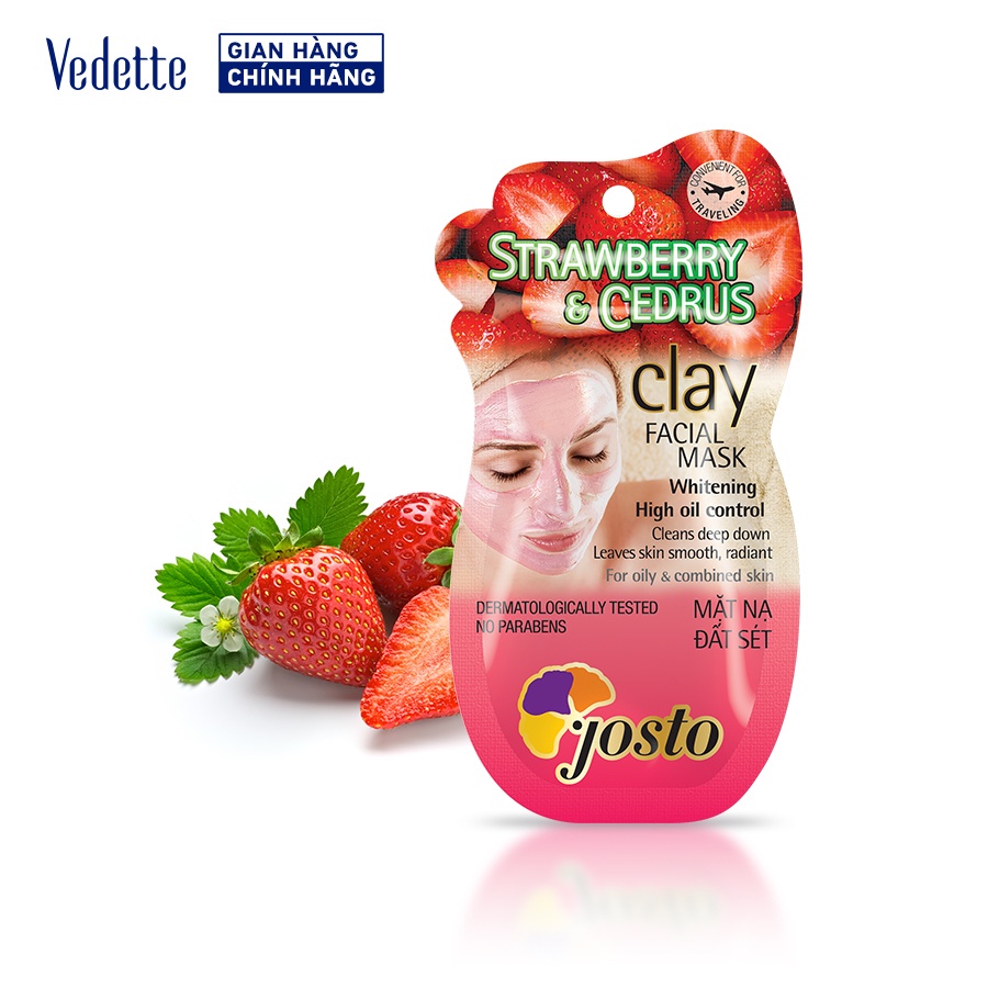 Mặt nạ đất sét Josto Dâu (Strawberry & Cedrus) 15ml *LÀM DA LÁNG MỊN*
