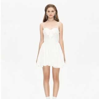 Váy hai dây corset lụa (Trắng/Hồng)_Charlee_PLUMBUM