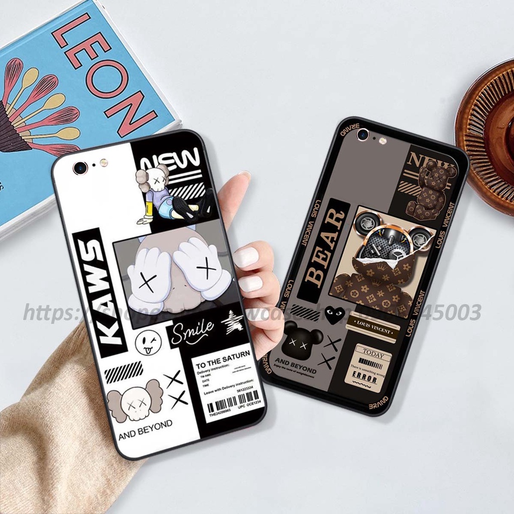 Ốp Iphone 6 / 6S / 6 Plus / 6S Plus in hình 3D Bear Brick,Bear Love,K@ws,Coffee,... viền vuông bảo vệ camera