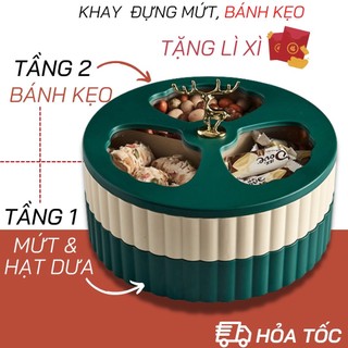 Khay Mứt Tết, Hộp Đựng Mứt Tết 2 Tầng Hình Hươu Phong cách châu âu sang chảnh, lịch sự - FREESHIP
