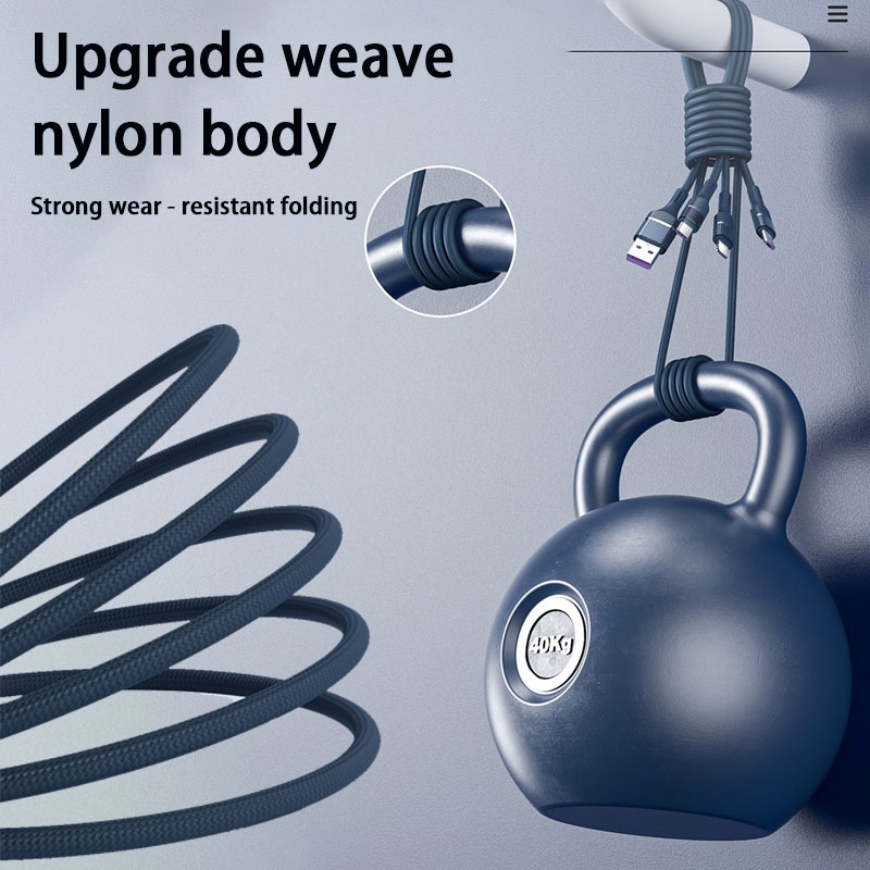 Dây Cáp Sạc Nhanh 6A 66W 3 Trong 1 Cho Huawei Xiaomi Android