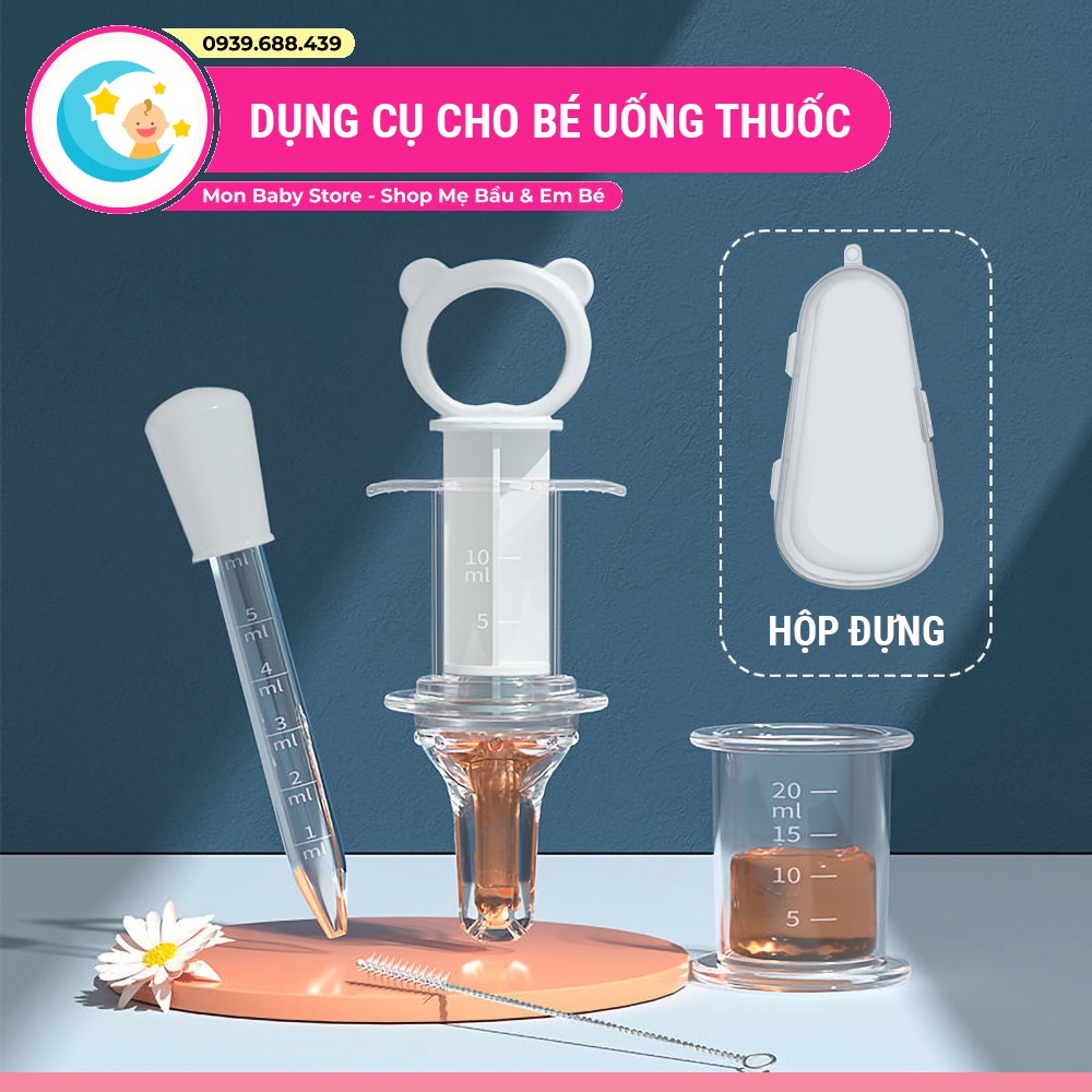 Dụng cụ cho bé uống thuốc 5 chi tiết (có chia ml) - Ống hút sữa, bón thuốc cho bé