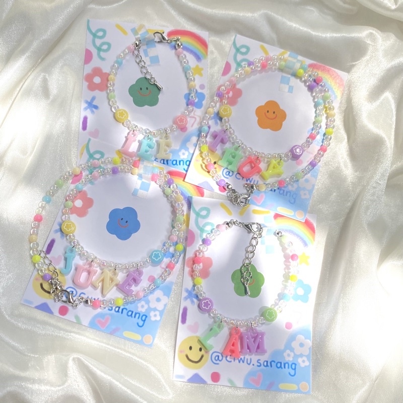 ✿ Vòng cổ vòng tay hạt gắn chữ custom theo yêu cầu tông màu pastel quá cute ♡ Dây chuyền Ciwu ✿