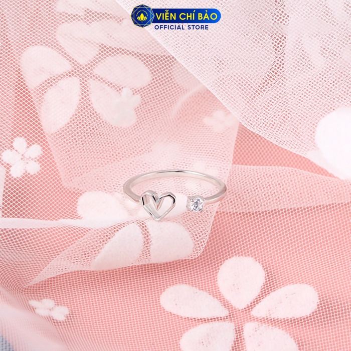 Nhẫn bạc nữ trái tim đá trắng hở chất liệu bạc 925 thời trang phụ kiện trang sức nữ Viễn Chí Bảo N400187