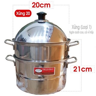 Bộ nồi xửng hấp inox 430 ngăn dưới cao có vĩ hấp
