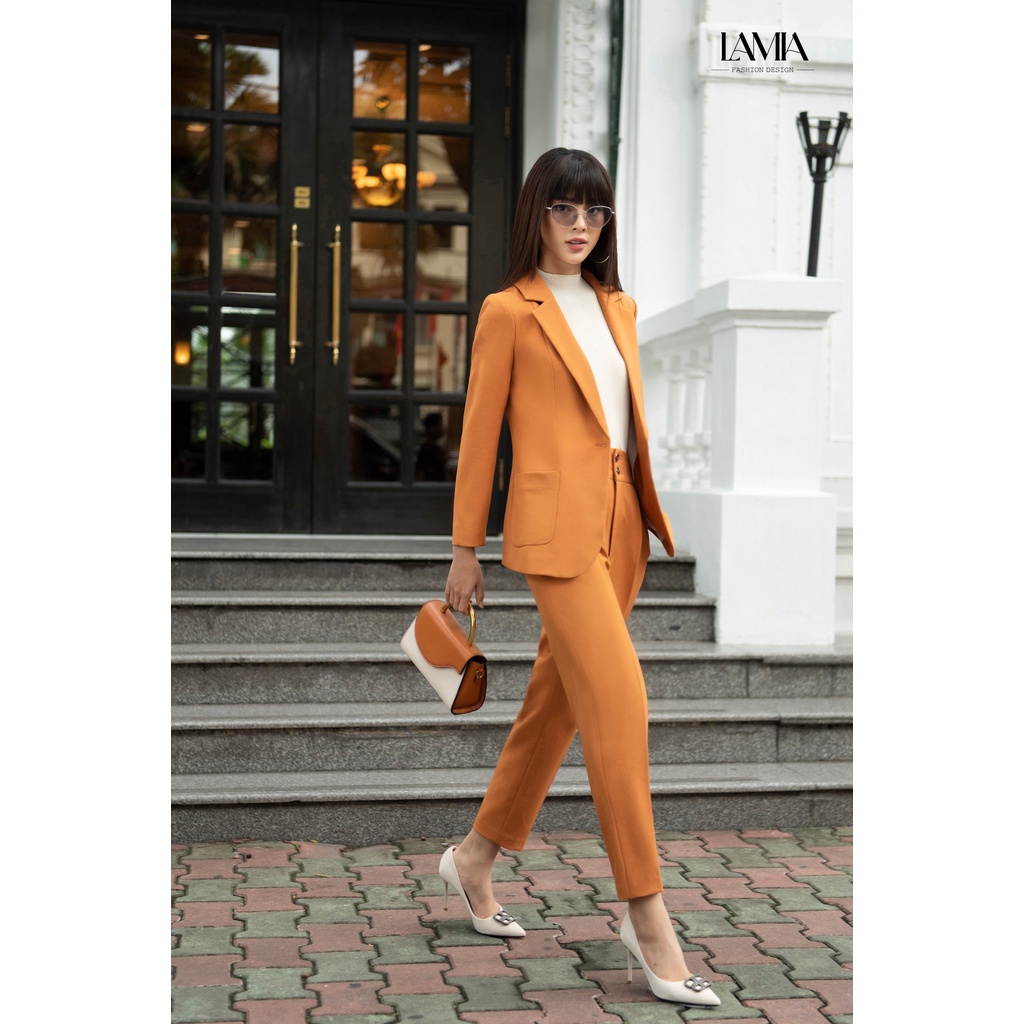 Set vest công sở nữ Lamia Design LE065 màu cam đất dáng hiện đại trẻ trung