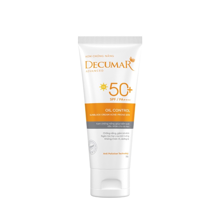 Kem chống nắng kiềm dầu cho da mụn Decumar Advanced Sunblock SPF50+ 50g - AJA'S SKINLAB