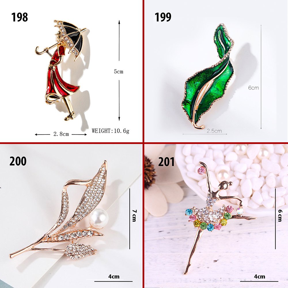 GOTI - Ghim Cài Áo Hình Tre Lá Đính Hạt Thời Trang Nữ Kiểu Dáng Trâm Cài Phụ Kiện Đẹp