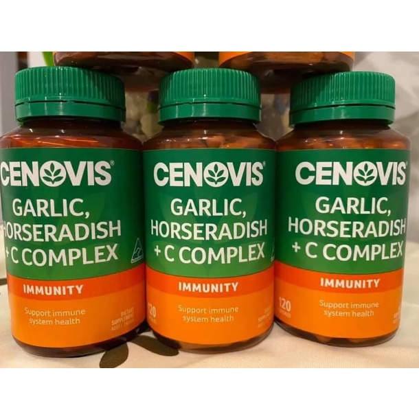 CENOVIS Garlic, Horseradish + C Complex for Immune Support - Tỏi, củ cải ngữa + Vitamin C (120 viên) - Hàng nội địa Úc