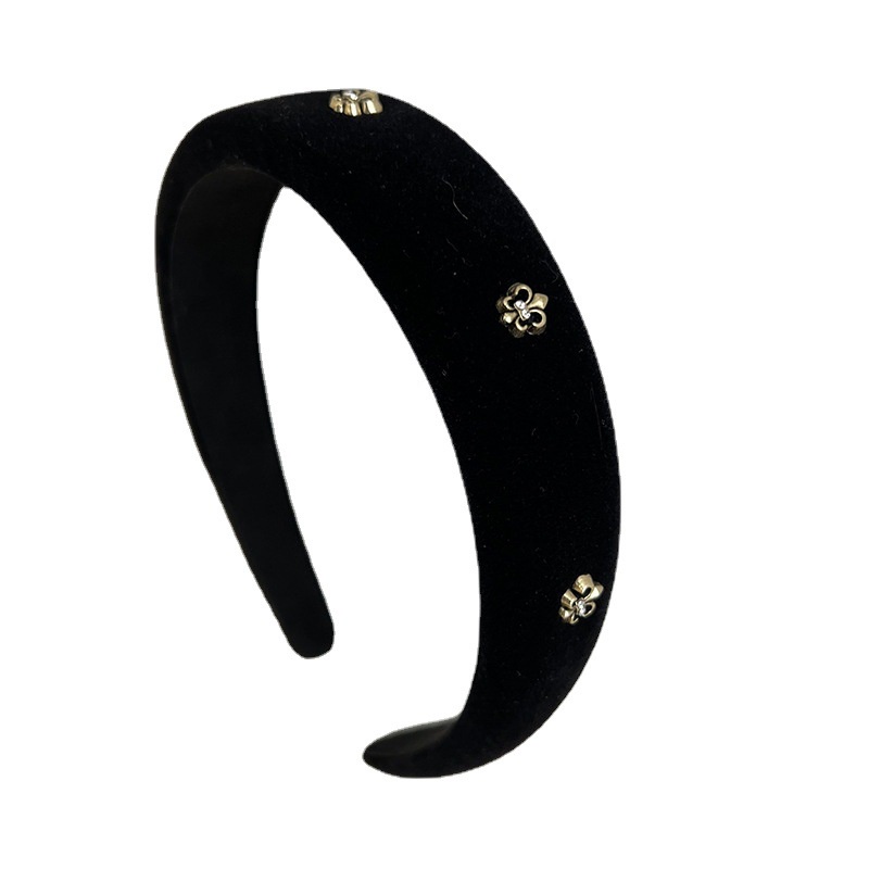 Băng Đô Cài Tóc Bằng Nhung Cao Cấp Màu Đen Phong Cách Pháp Thời Trang 2022 Cho Nữ