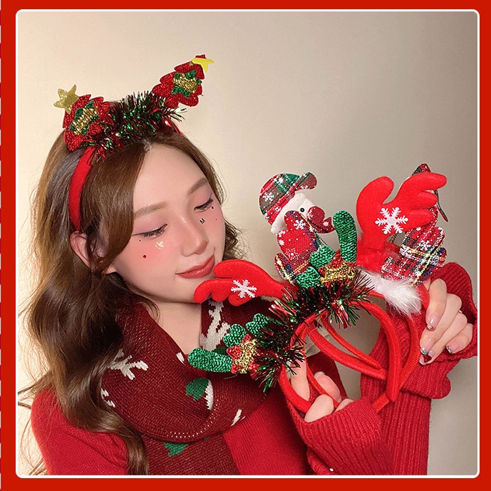Kẹp Tóc Hình Sừng Tuần Lộc Giáng Sinh Dễ Thương Cho Nữ cài tóc noel