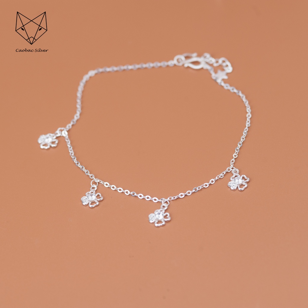 Lắc Tay, Lắc Chân Bạc Ta Cao Cấp CaoBac Silver Họa Tiết Hoa Bốn Lá Rỗng Lấp Lánh Món Quà Dành Tặng Riêng Cho Bạn Gái