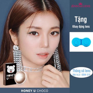 Lens cận 1 tháng màu nâu tự nhiên Honey U Choco ANN365 dành cho mắt khô