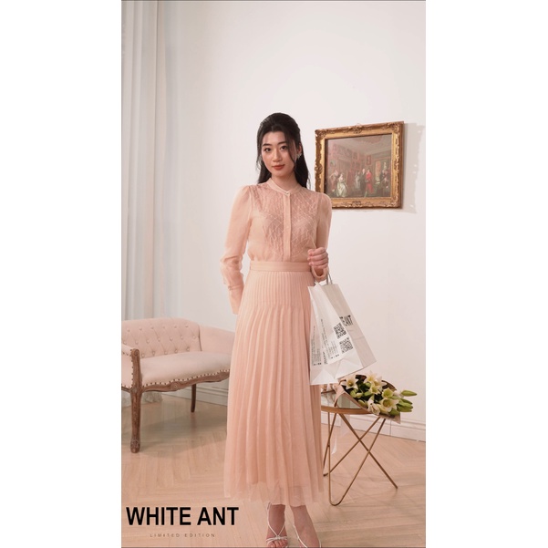 Chân Váy Xếp Ly Thủ Công Nữ WHITE ANT AIRPO SKIRT Chất Liệu Lưới Silk Tulle Japan Mềm Nhẹ, Thoáng Mát 110100029