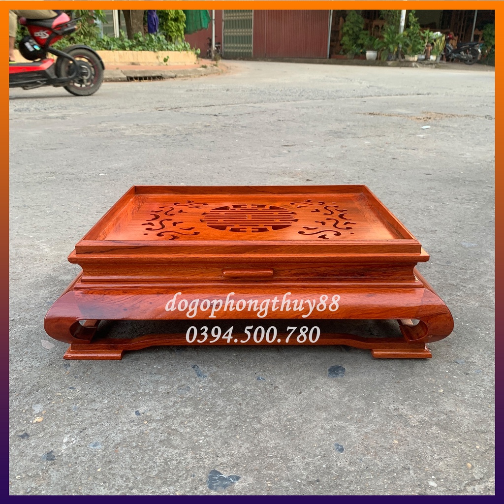 Khay trà gỗ hương dáng trơn hàng đẹp kích thước 48x38x15