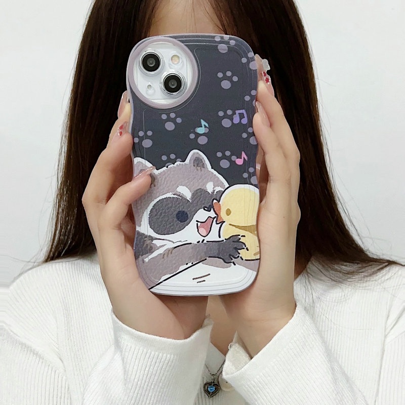 Cute Casing Redmi 12C A1 10C 10A 9C 9A 9S 8 6A 5A Note 12 4G 5G 11S 11 10s 10 Pro 9 9S 8 POCO X4 X5 M3 X3 Pro NFC Cartoon Raccoon Duck Waves Edge Fine Hole  Soft Phone Case Cover STB 07
